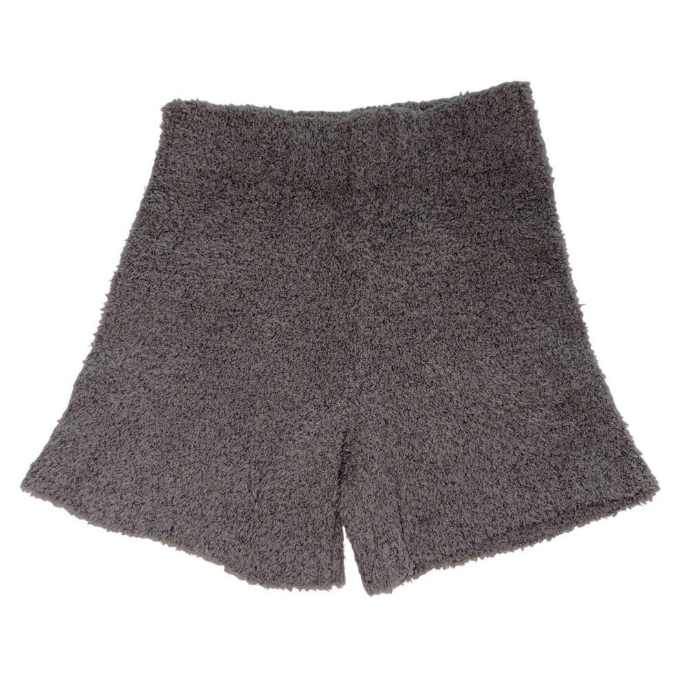 Skims Size S/ M Cozy Knit High Waist Fuzzy Shorts Gray 14.5" Waist Unstretched
